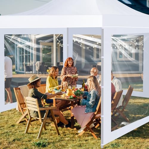 SmoothNovelty 3 Pcs Clear Canopy Sidewalls with Black Storage Bag Window Sidewall for 10 x 10 Inch Tent Waterproof Shade Wall, Sunwalls Only, Canopy Tent Not Included, No Zipper(White) - color: white
