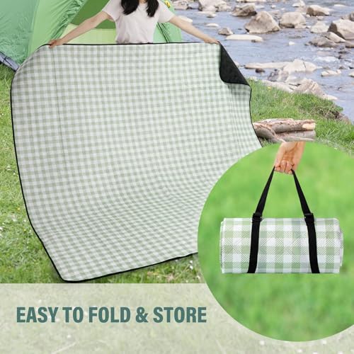 REDCAMP 2-Pack Extra Large Picnic Blanket Waterproof, Outdoor 79"x79" Sandproof Picnic Mat for Beaches Grass Park Travel Hiking Camping, Green Gingham - color: 2 Pack Green Gingham-79"x79"