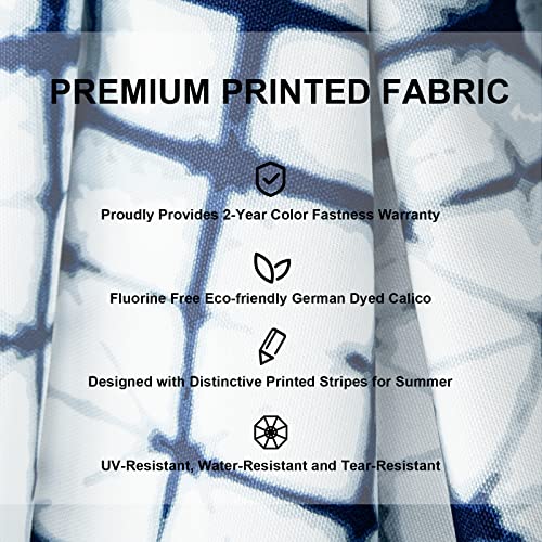 Tempera 9ft Striped Patio Umbrellas Outdoor Table Market Umbrellas with 2-year Nonfading Canopy, 8 Sturdy Ribs, Auto Tilt & Crank, Easy to set - color: Blue White Grid, size: 9 FT