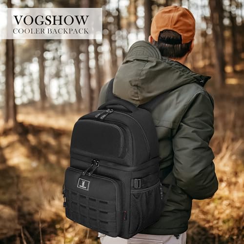 VS VOGSHOW Insulated Double Deck Cooler Backpack for Men Women, 36 Cans Large Leakproof Cooler Bag for Camping, Hiking, Picnic, Fishing, Beach, Travel - color: Black