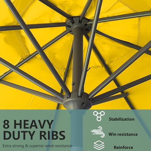9FT Outdoor Patio Umbrella Outdoor pool Umbrella with Push Button Tilt and Crank, Market Umbrella 8 Sturdy Ribs UV Protection for Garden, Deck, Backyard (Yellow) - color: Yellow