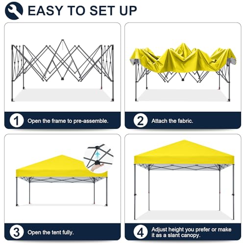COOSHADE Durable Easy Pop Up Canopy Tent 10x10Ft, Light Yellow - color: Light Yellow, size: 10x10Ft