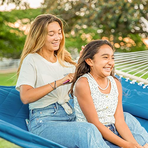 ANOW Quilted Hammock with Spreader Bars and Detachable Pillow, Large Hammock for Outdoors Indoors, 450 LBS Weight Capacity, Blue - color: Blue, size: 2 Person Without Stand