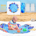 6.5 X 6.5 Ft Baby Beach Pool, 2 in 1 Portable Kids Beach Play Pool Puddle Toddler Beach Blanket and Kiddie Pools Blue Cartoon Childs Sand Pit Paddling Pools with Water Bag for Boy Girl Outdoor Camping - size: Square 2m x 2m/6.5ft x 6.5ft