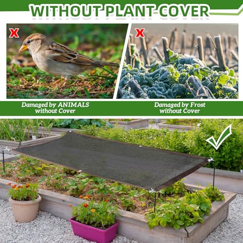 Threehoney 1 Set Plant Shade for Outdoor with 4 Stakes, Rope, and Grommets, Plant Covers Freeze Protection Winter, 70% Sunblock Shade Cloth for Vegetable Dog Chicken Greenhouse Canopy (6.56 x 3.28 ft)