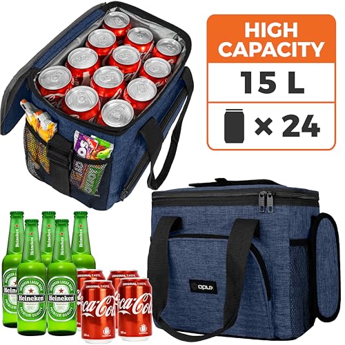 OPUX Soft Cooler Bag, Insulated Collapsible Lunch Cooler Tote for Men Work Camping Beach Travel, Portable Soft Sided Leakproof Waterproof Large Lunch Bag Box with Shoulder Strap 24 Cans, Heather Navy - color: Heather Navy, size: 24 Cans