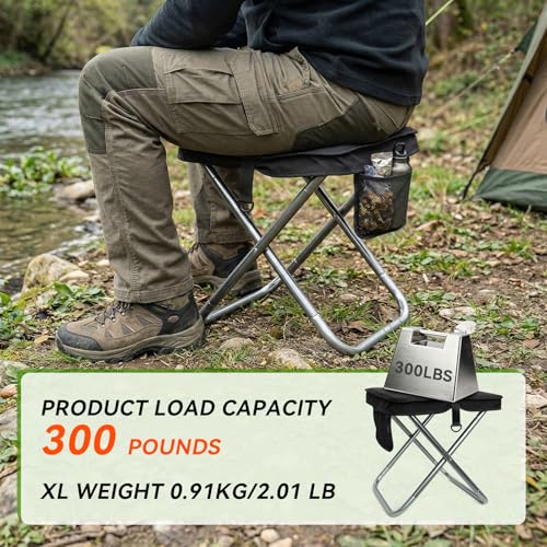 Camping Stool with Shoulder Strap,Ultralight Collapsible Handbag Style Stool,Pocket Portable Chair for Camping Travel Fishing Hiking Beach Backpacking Gardening Picnics-XL(Black) - color: Black, size: X-Large