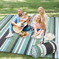 Picnic Blankets Outdoor Extra Large - 80"x80" Waterproof Beach Blanket, Machine Washable 3-Layer Foldable Park Mat with Sandproof Backing for Grass, Hiking, Travel, Concerts, Indoor (OliveStrip) - color: Olive Green