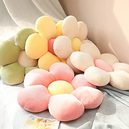 LEHU Flower Pillow, Flower Shaped Seating Cushion -Cute Daisy Pillow for Girls Tweens Room Decor Flowe Floor Pillow for Reading and Lounging Comfy (White + pink-15'') - color: White + Pink, size: 15''