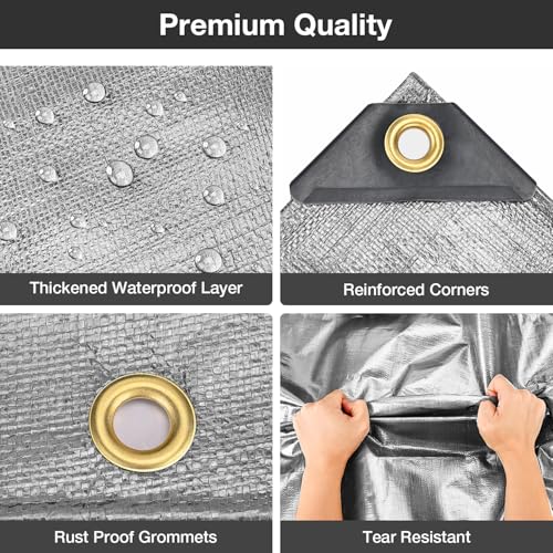Pattiumo Tarp Waterproof 16 X 20 FT 16 Mil Heavy Duty Tarp Multipurpose Tarps Heavy Duty Waterproof Protective Cover UV All Weather Resistant for Shelter Camping, Silver/Black - color: Silver/Black, size: 16x20ft