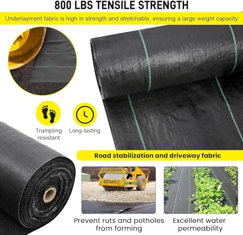 forimo Driveway Fabric, 13x65 ft Road Fabric Commercial Barrier Fabric, Landscape Fabric Heavy Duty 5OZ French Drain Fabric for Erosion Control,Landscape Fabric,Construction Projects - size: 13×65 ft-5OZ