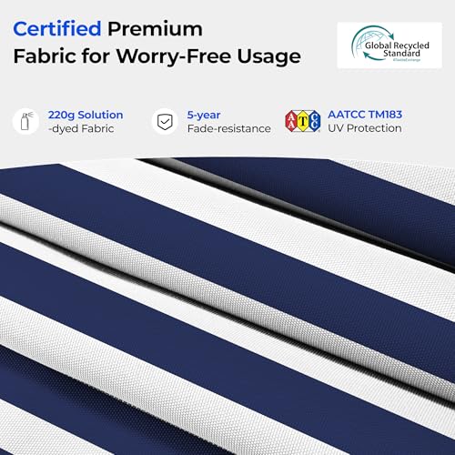 HOMSHADE 10ft Offset Patio Umbrella wIth Base, Cantilever Offset Hanging Patio Outdoor Market Umbrella UPF50+ UV Protection with Easy Tilt and Crank for Pool Deck and Garden(Navy Blue Stripes) - color: Navy Blue Stripes