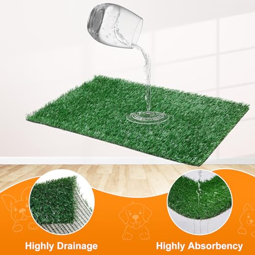 LOOBANI Dog Grass Pad with Tray - Dog Litter Box - Indoor Potty for Apartment and Patio Training - with 2 Packs Grass Pee Pads for Replacement, 20×30 Inch - size: Tray Potty 20*30inch
