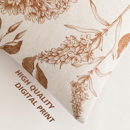 Foindtower Set of 2 Linen Floral Throw Pillow Covers Vintage Accent Print Decorative Cozy Cushion Covers Farmhouse Boho Home Decor for Sofa Chair Couch Bedroom Living Room,20×20 Inch,Autumn Orange - color: Autumn Maple, size: 20" x 20" (Pack of 2)