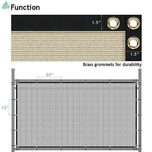 SunnyRoyal 6' x 1' Beige Privacy Fence Screen Heavy Duty Windscreen Mesh Fencing Shade Fabric with Brass Grommets for Outdoor Fence Garden Patio Swimming Pool - color: Beige, size: 6' x 1'
