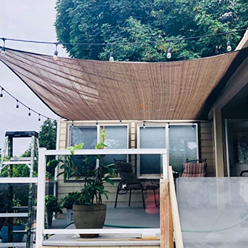 Shade Sail Sun Shade Cloth 9'9"x9'9" Rectangle Outdoor Canopy Outside Sunshade Awning Cover Privacy Screen Net UV Block for Patio Pergola Gazebo Porch Backyard Lawn Garden Outdoor Activities - color: Coffee, size: 9'9"x9'9"