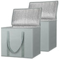BALEINE 2Pk Insulated Reusable Grocery Bags, Collapsible Cooler Bag for Groceries, Heavy Duty Large Insulated Bag (16''x9''x13'', Urban Gray) - color: Urban Gray