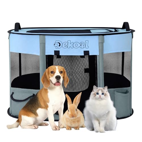 Foldable Dog Cat Playpen, Portable Dog Crate for Puppies, Cat, Puppy Play Pen for Indoors, Kennel Tent Crate for Indoor Outdoor Travel Camping Use with Carrying Case (Blue, XS)