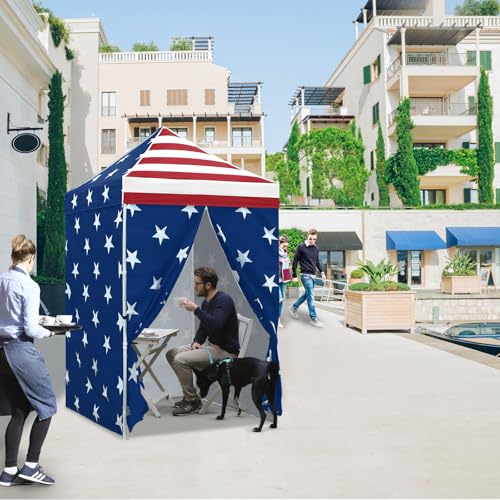 EAGLE PEAK 5x5 Instant Canopy with 4-Side Wall Panels, Small Pop up Portable Canopy Tent with Carry Bag, Light Weight Sun Shelter for Sports, Camping and Beach, American Flag - color: American Flag