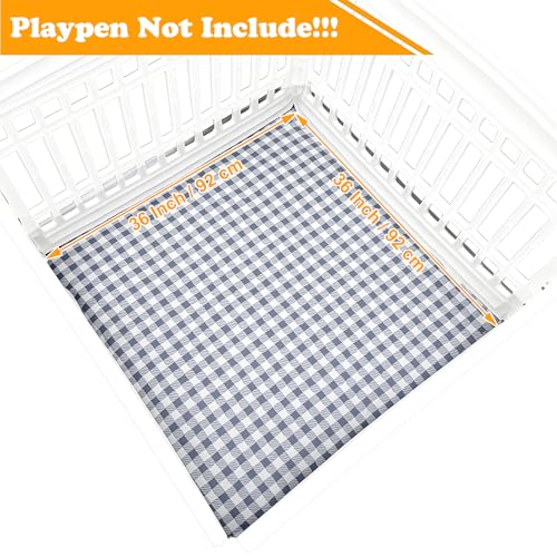 Dog Playpen Bottom Pad Fits for 36 Inch 4 Panels Exercise Pet Playpen, Dog Crate Pad Puppy, Hoop and Loop Design (Note: Playpen Not Included). (BlackCheckered) - color: BlackCheckered