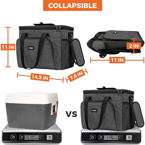 OPUX Soft Cooler Bag, Insulated Collapsible Lunch Cooler Tote for Men Work Camping Beach Travel, Portable Soft Sided Leakproof Waterproof Large Lunch Bag Box with Shoulder Strap 30 Cans, Charcoal Gray - color: Charcoal, size: 30 Cans