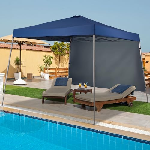 GDY 10x10 FT Pop Up Canopy Outdoor Instant Tent Slant Legs with a Sidewall,Equipment Vents, Portable Gazebo Shelter for Patio, Deck, Beach and Garden,Navy Blue. - color: Navy Blue