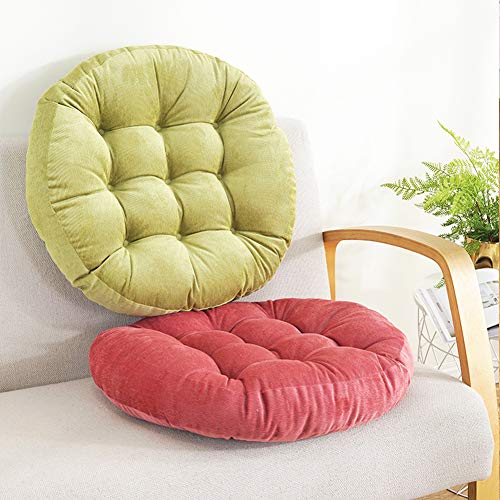 Tiita Outdoor Cushions Square Floor Pillow Thicken Tufted Seat Pad Large Floor Cushion for Yoga Meditation Living Room - color: Round|green, size: 2 Count (Pack of 1)