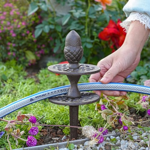 Sungmor Vintage Cast Iron Acorn Garden Hose Guide - Heavy Duty Hose Guide Stake for Lawns & Yard,Decoration Stake,Outdoor Water Pipe Decor - color: Acorn