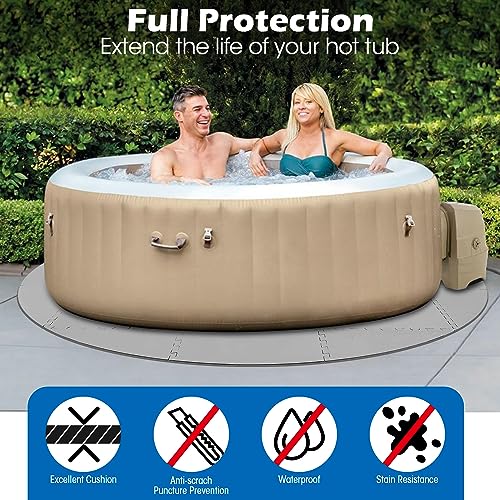 78 Inch Round Hot Tub Mat - Extra-Thick Interlocking Hot Tub Protective Pad Spa Pool Foam Insulation Mat Ground Base Flooring Protector for Portable Inflatable Hot Tub Accessories Outdoor Indoor - color: 2/5 Inch Thickness 78 Inch, Grey