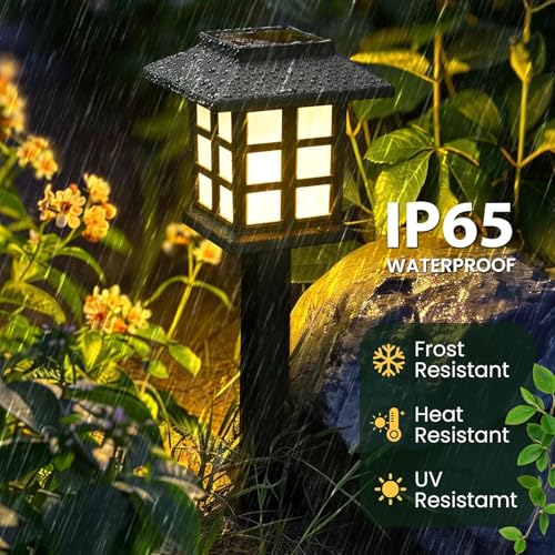 GIGALUMI Solar Outdoor Lights，6 Pack LED Solar Lights Outdoor Waterproof, Solar Walkway Lights Maintain 10 Hours of Lighting for Your Garden, Landscape, Path, Yard, Patio, Driveway - color: Warm White, size: 6