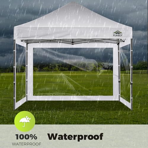 Instant Canopy Sidewalls for 10x10 Pop Up Canopy Tent, 300D Waterproof Material for Outdoor Events, Vendor Booths, and Privacy (Sidewalls Only) (White, 10x10ft-clear Window) - color: White, size: 10x10ft-clearwindow