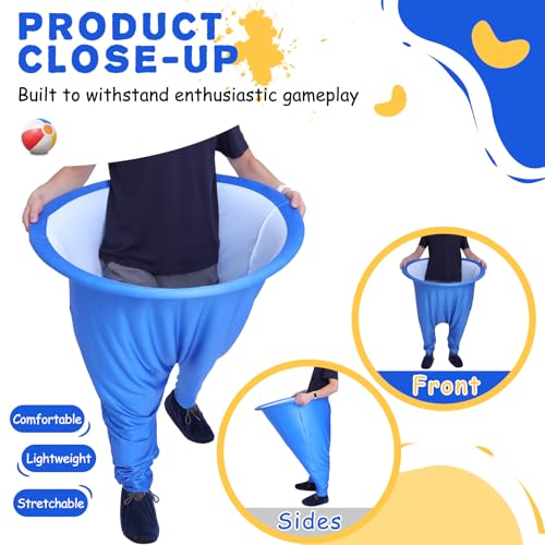 Granny Pants Yard Game Set for Adults, Oversized Granny Pants with 5 Bouncy Balls and 1 Pump, Giant Stretchy Pants, Fun Tossing Games Props for Outdoor Parties, Group Gatherings and Family(Blue) - color: Blue, size: Large