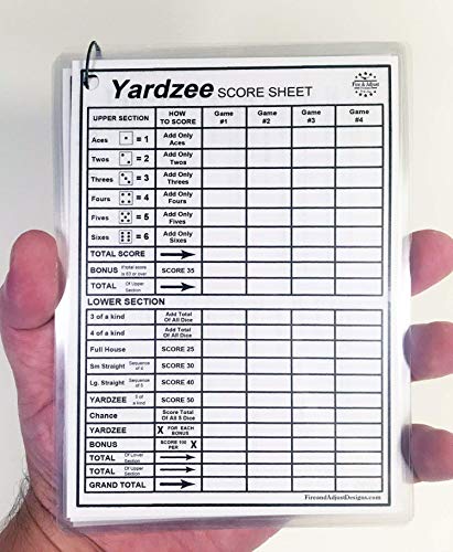 Yard Dice Giant Wooden Yard Game, 6 Solid 3.5" Wood Dice, Storage Bag, optional 5PK 5"x7" Yardzee and Yarkle Dry Erase Score cards, Great for Weddings, family reunions, Backyard BBQs and more