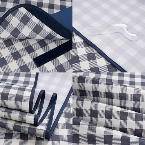 Wind Tour Waterproof Picnic Blanket with Carry Strap - Foldable Sandproof Outdoor Mat for Camping, Beach, Park - 59" x 71",Grey Grid (Single Mat) - color: 59” X 71“,grey Grid (Single Mat)
