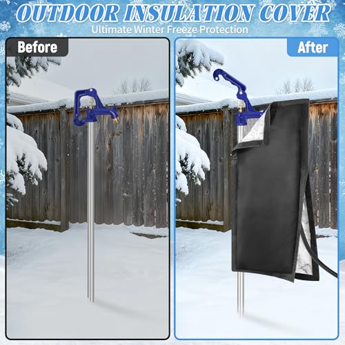 Outdoor Faucet Covers for Winter, 24.8"H×13.4"W - Waterproof Oxford Fabric Water Faucet Cover, Freeze Protection Outdoor Faucets Hose Bibs for Wall Taps Garden, Lawn, and Sprinkler Systems - size: 24.8×13.4inch