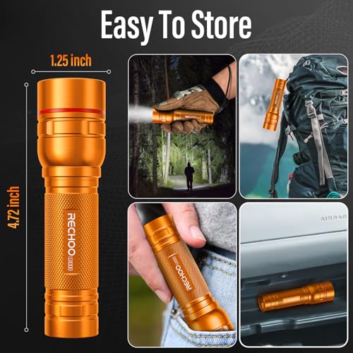 Rechargeable Flashlights High Lumens, G1000 Super Bright Flash Light Orange, Small Zoomable LED Flashlight with 3 Lighting Modes, Portable Tactical Flashlight for Camping Essentials (Battery Included) - color: Orange, size: 1 Pack