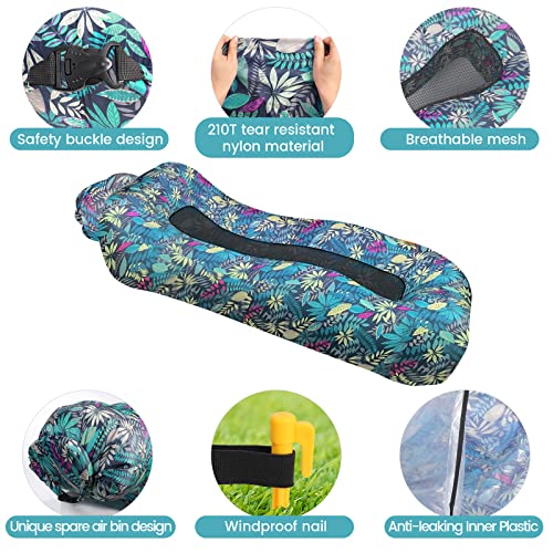 Inflatable Lounger, Ultralight Portable Ergonomic Beach Bed Air Sofa Couch Waterproof Anti-Air Leaking for Indoor Outdoor Hiking Camping Traveling, No Pump Required (Color E) - color: Color E