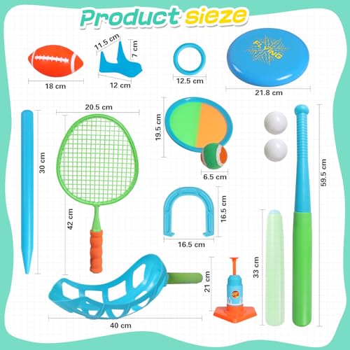 Outdoor Toys for Kids Ages 4-8, 8-in-1 Backyard Games Set with Multiple Sports Activities, Outdoor Family Play for Boys and Girls, Ideal for Parties, Camping & Birthday Gifts