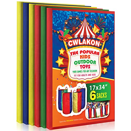 CWLAKON 6 Pack Potato Sack Race Bags for Kids Adults Family Outdoor Field Day Birthday Party Yard Backyard Camping Picnic Easter Fall Themed Thanksgiving Halloween Christmas 4th of July Party Games - size: Pack of 6 Oxford Cloth