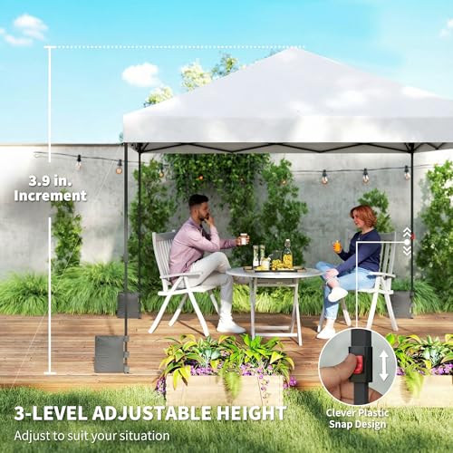 Outsunny 10 x 10 ft Pop Up Canopy Tent with One Push Setup, Easy Setup Outdoor Portable Instant Canopy Shelter with Wheeled Carry Bag, Sandbags, Adjustable Height for Parties, Events, White - color: White