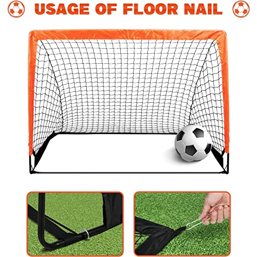 Simple Deluxe 4‘x3’ Portable Soccer Goal, Pop Up Folding Soccer Net Comes with 2 Oxford Cloth Bags and 8 Stakes, Great for Training for Backyard