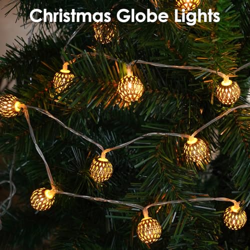 Moroccan String Lights Outdoor Battery Operated, 60 LED 36 FT Globe Fairy Lights with 8 Lighting Modes, String Lights with Timer for Bedroom Party Wedding Garden Classroom Indoor Decor(Warm White) - color: Warm White Moroccan, size: 1 Pack(60 LED Battery)