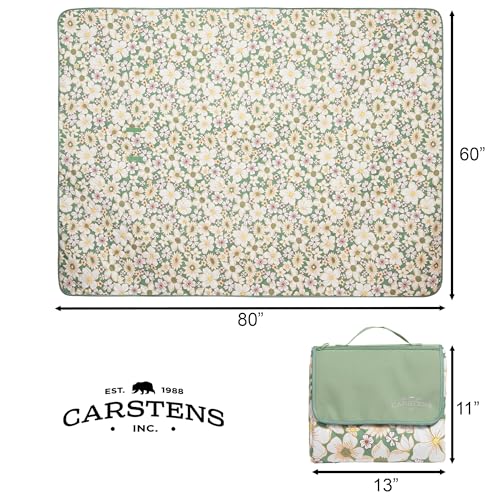 CARSTENS, INC. Easy Pack Waterproof Sandproof Picnic Blanket, Lightweight Foldable Outdoor Camping Beach Mat, Large 60"x80", Spring Garden Floral - color: Spring Garden Floral