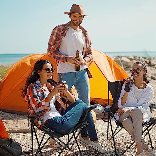 WEIDIORME 2 Pack Lightweight Camping Chairs for Adults & Teens, 250LBS Capacity Foldable Portable Chairs with Carry Bag, Compact Design for Camping, Beach, Picnics, and Outdoor Events - color: Black Chairs 2pcs, size: Medium