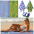 Beach Towels Set 2 Pack Oversized Microfiber Sand Free Quick Dry Towel Dolphin Starfish Coconut Tree Pineapple Print Large Lightweight Travel Pool Swim Yoga Camping Bath Blanket for Adults - color: Blue White, Yellow Green