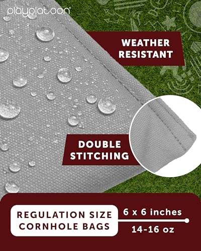 Play Platoon Cornhole Bags Weather Resistant- Set of 8 Regulation Bean Bags for Tossing- Official Professional Size & Weight Corn Hole Bags Two Color All Weather Cornhole Beans Bag Set with Tote Bag - color: Gray & Burgundy