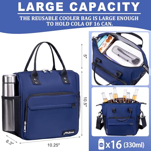 TuErCao Bule Lunch Box for Women Insulated Lunch Bag for Female Adult for Work, Lunch Cooler for Women - color: A11: Blue, size: Large