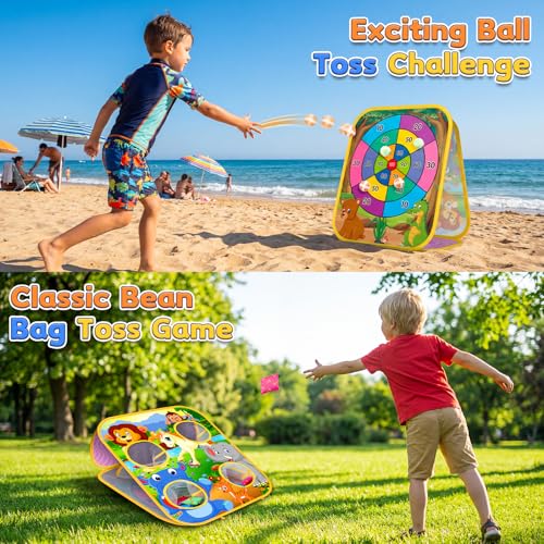 Bean Bag Toss Game for Kids - Cornhole Board Outdoor Toys for Toddlers -Party Activities Carnival Outside Yard Backyard Beach Lawn Games Toy for Kid Boys Girls Age 3 4 5 6 7 8 Year Old Birthday Gifts - style: Animal