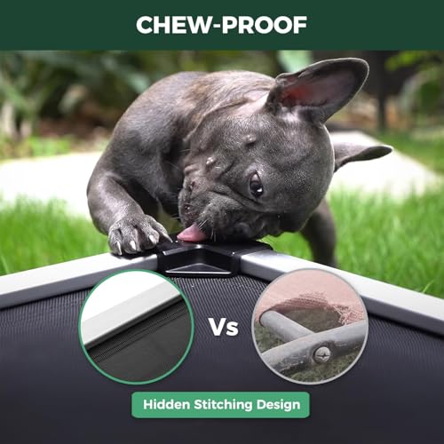 FXW TitanNest Chew-Proof Elevated Dog Bed, Raised Cot for Indoor/Outdoor/Camping Use, Durable & Waterproof Cooling Pet Bed for Small Dogs, 35.0" L x 22.0" W x 4.5" H, Black - size: Small Dog (35.0"l X 22.0"w X 4.5"h)