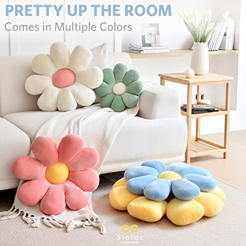 Sioloc Flower Pillow Shaped Throw Pillow Butt Cushion Floor Pillow,Seating Cushion,Cute Room Decor & Plush Pillow for Bedroom Sofa Chair(Blue,15.7'') - color: Blue